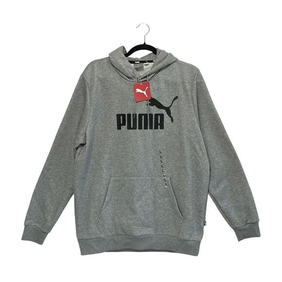 PUMA Essentials Big Logo Hoodie Sweatshirt NWT Men's Sz L Medium Gray Fleece - Picture 1 of 8